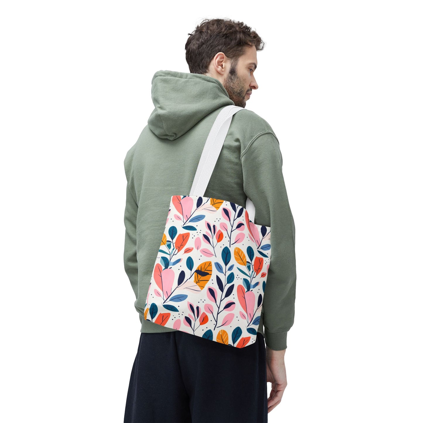 Floral Leaves Tote Bag — Colorful Botanical All-Over Print Bag