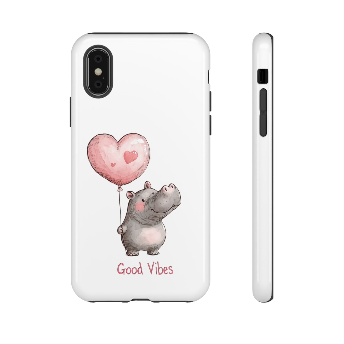 Cute Hippo Phone Case - Good Vibes Design, Animal Lover Gift, Fun Accessory, Birthday Present, Phone Accessories