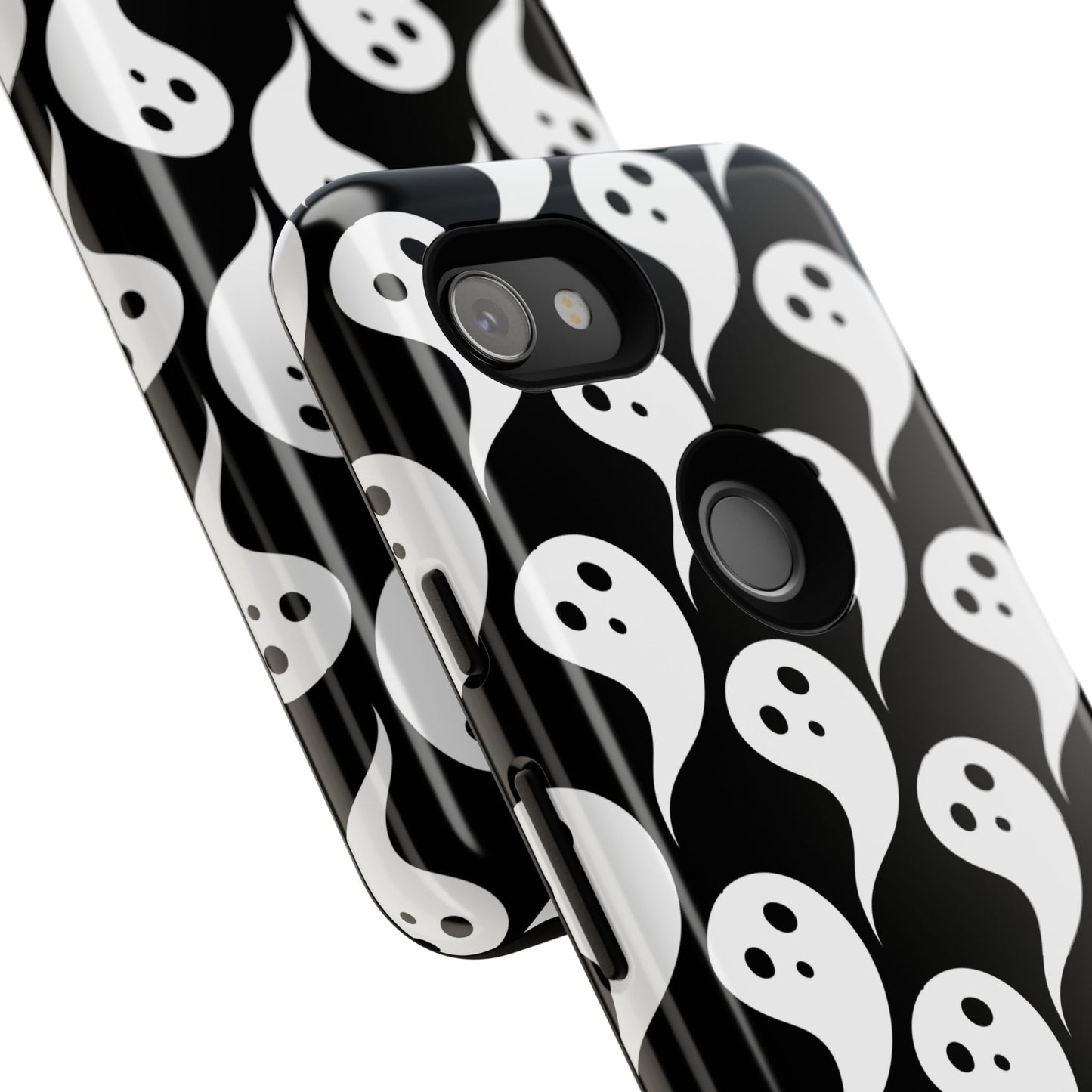 Ghost Pattern Phone Case, Cute Ghost Cell Phone Cover, Halloween Accessory, Spooky Gift, Black and White Phone Case