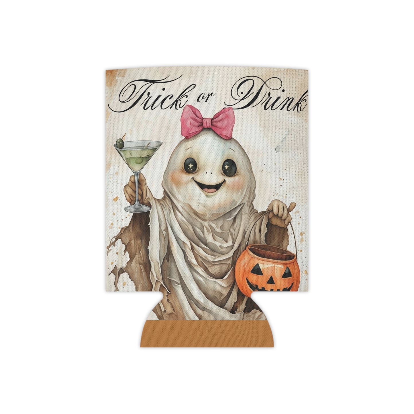 Halloween Can Cooler, Trick or Drink Party Favor, Spooky Drink Holder, Cute Ghost Design, Fall Celebration Accessory