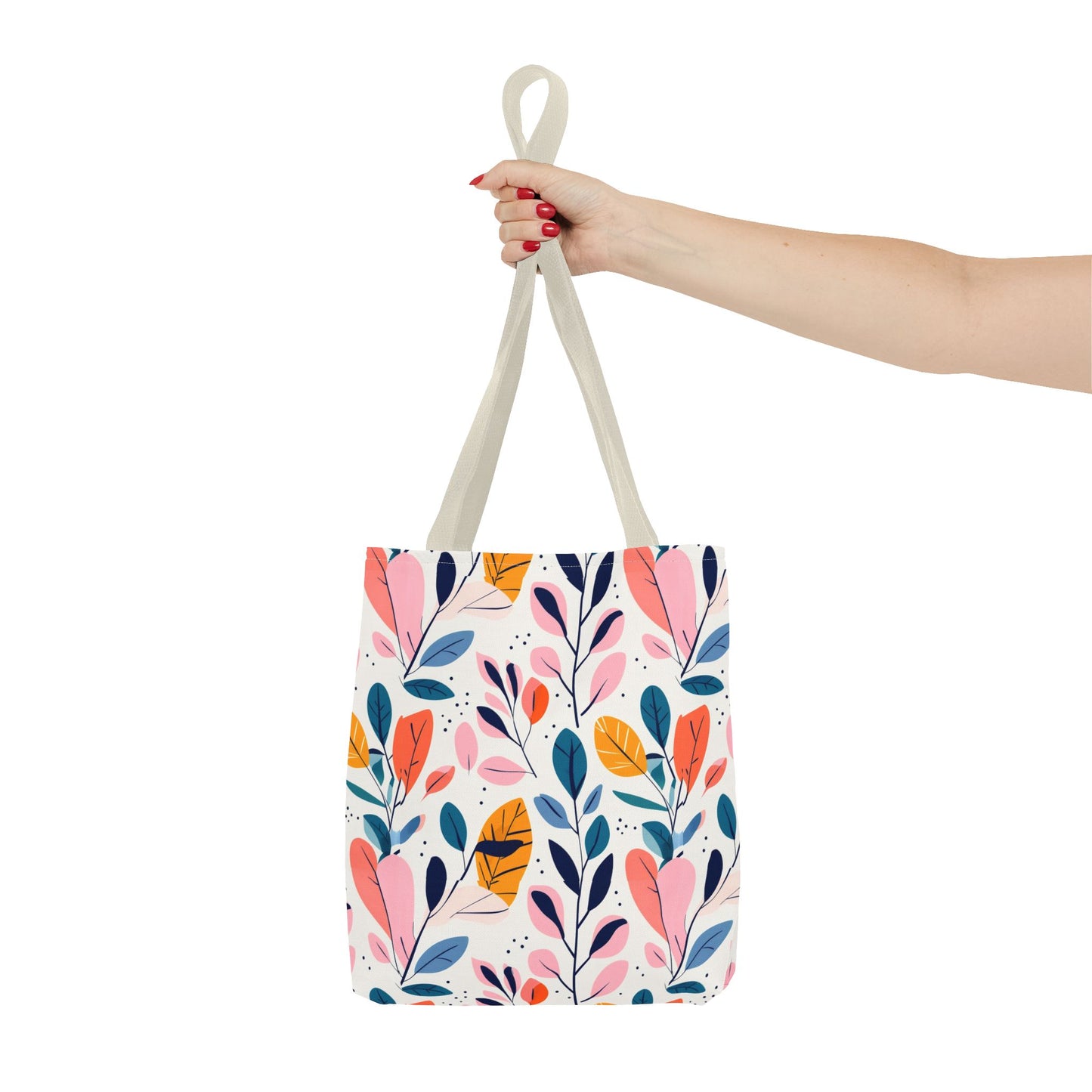 Floral Leaves Tote Bag — Colorful Botanical All-Over Print Bag