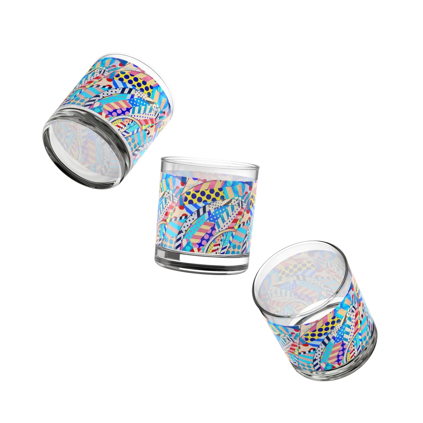 Colorful Art Rocks Glass, Vibrant 10oz Drinking Glass