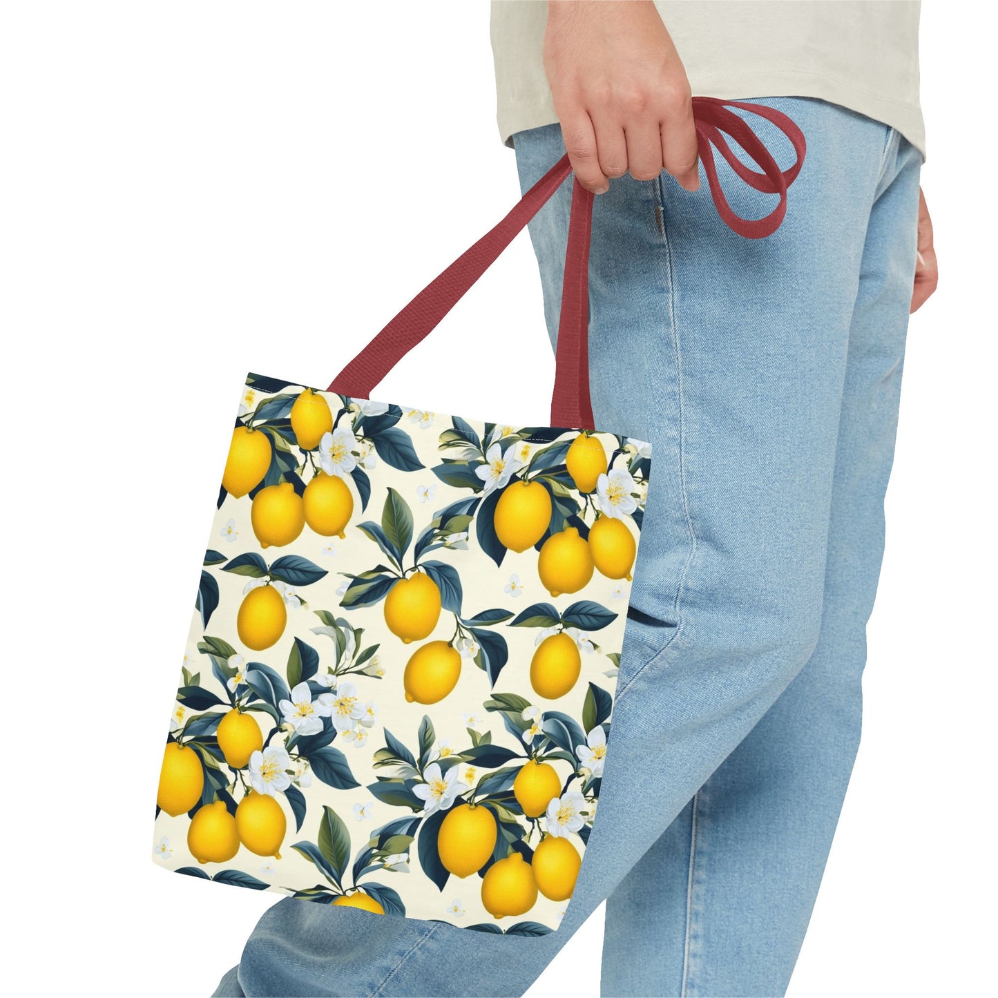 Lemon Blossom All-Over Print Tote Bag — Citrus Floral Market Bag