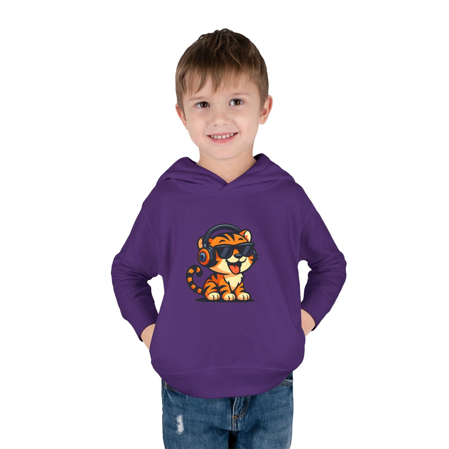 Toddler Cool Cat Fleece Hoodie - Fun Kids Apparel for Playtime, Birthday Gift, Nursery, Casual Wear, Music Lovers