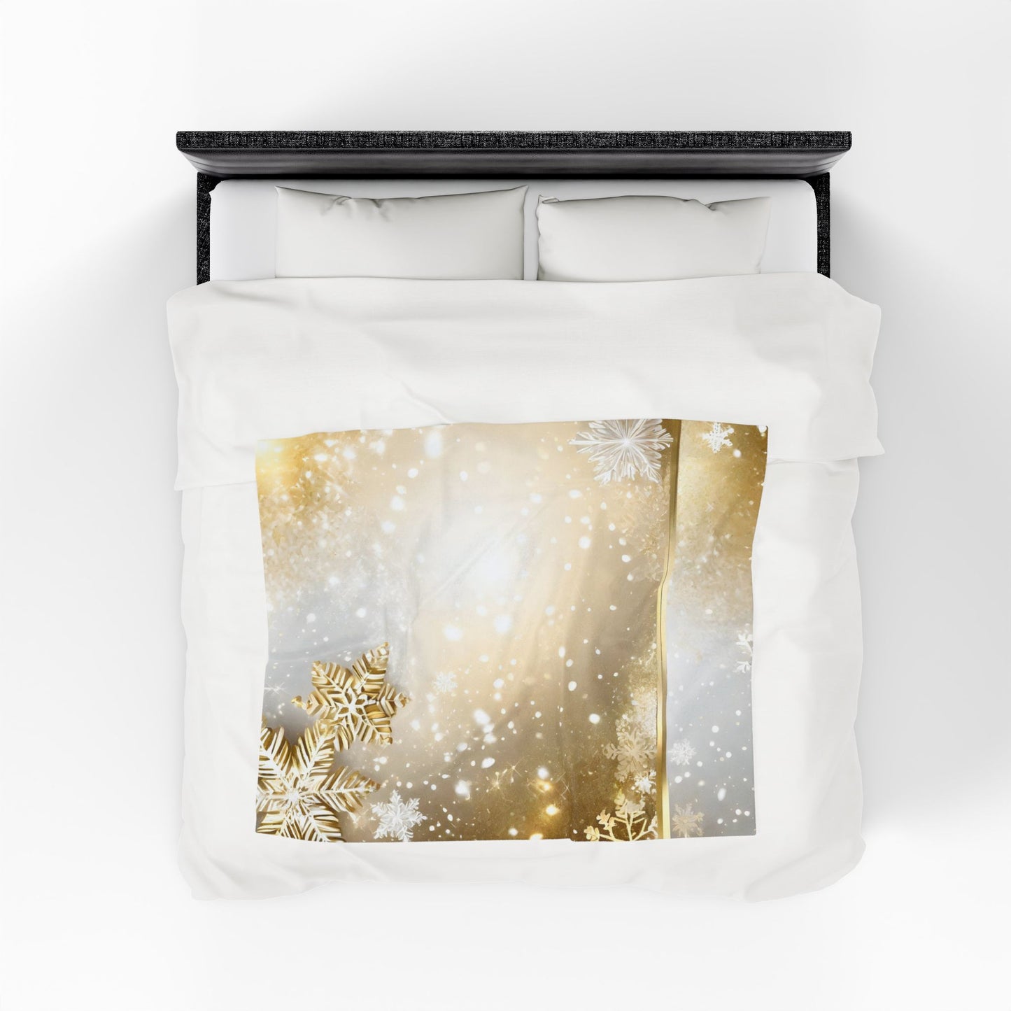 Gold Snowflake Velveteen Plush Blanket — Holiday Cozy Throw