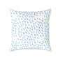 Blue Raindrop Pattern Square Pillow — Minimal Coastal Decorative Throw Pillow