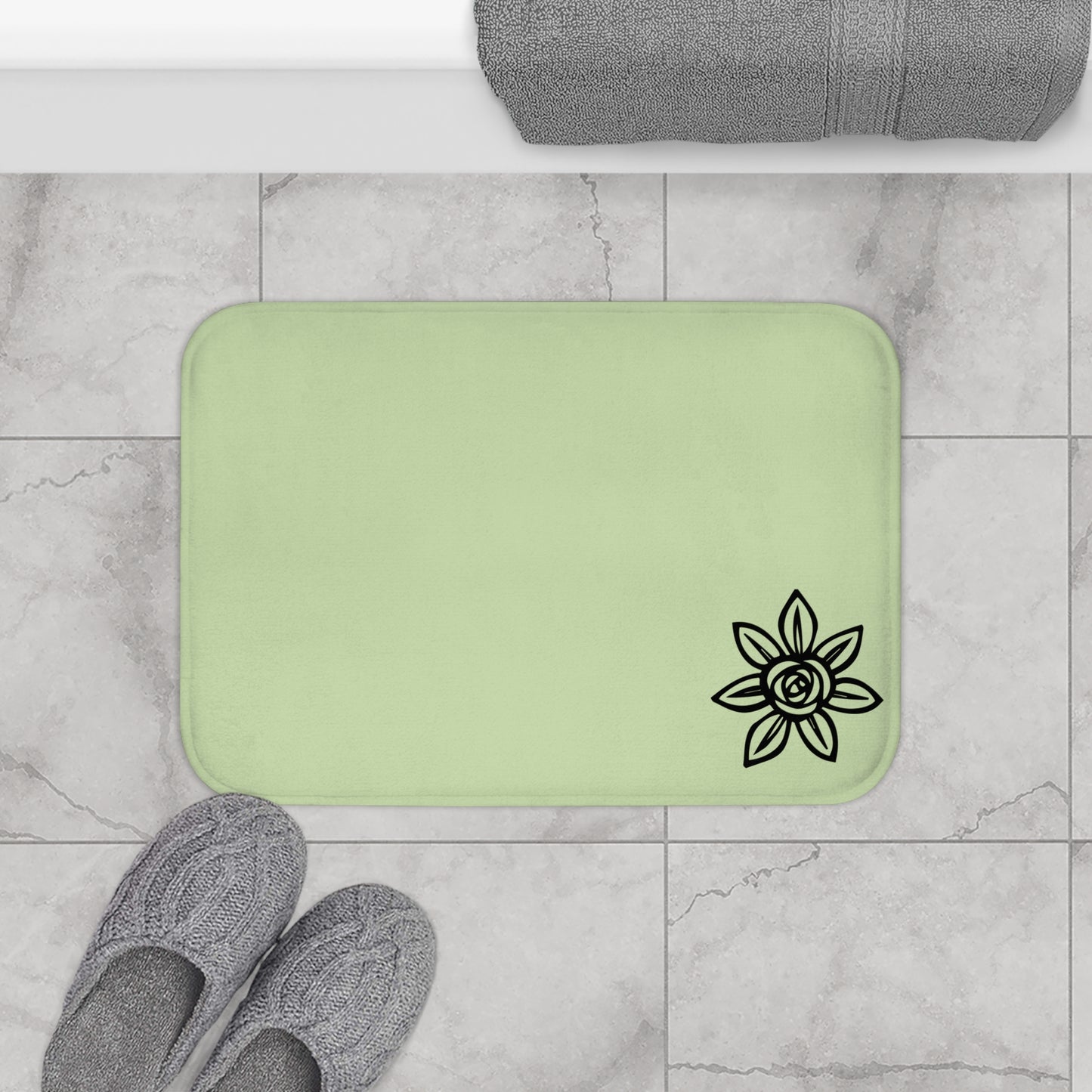 Botanical Rose Bath Mat, Elegant Bathroom Decor, Floral Bath Rug, Spa Vibes, Housewarming Gift, Relaxing Home Essentials