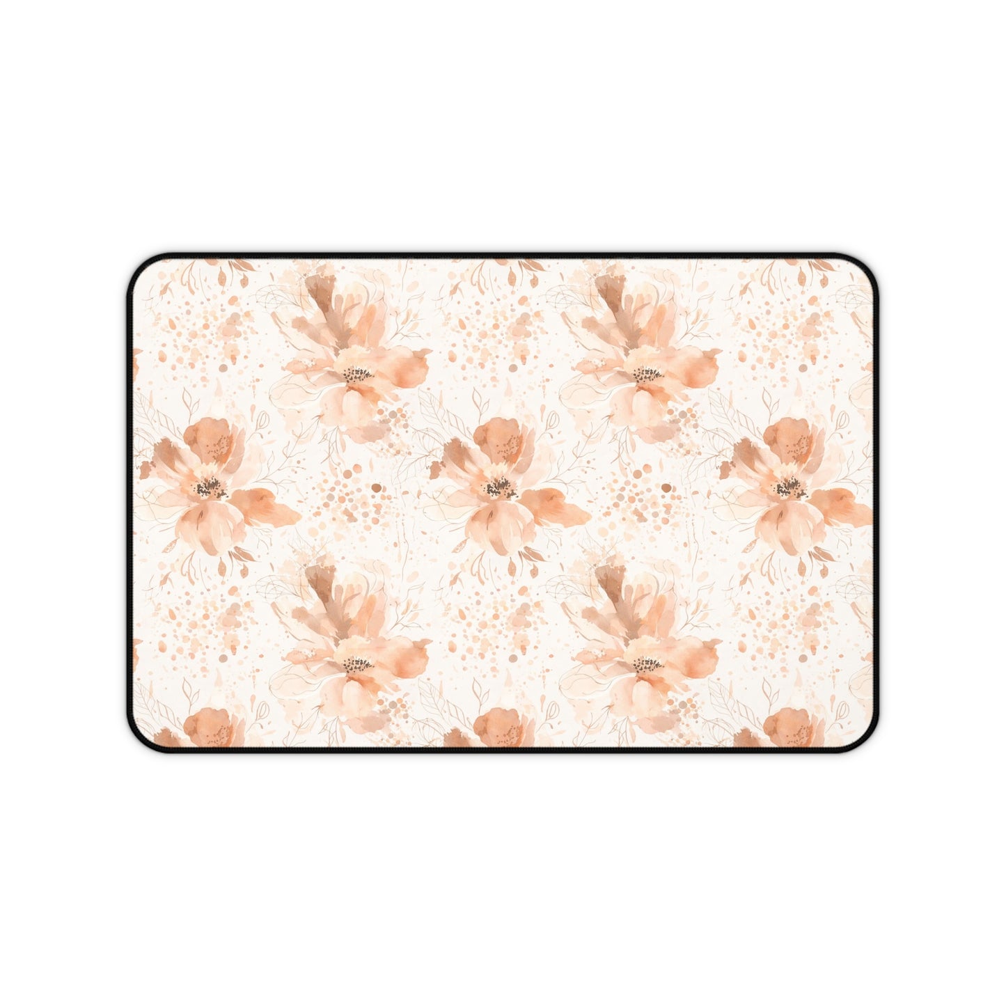 Floral Desk Mat — Soft Peach Watercolor Blossoms Mouse Pad