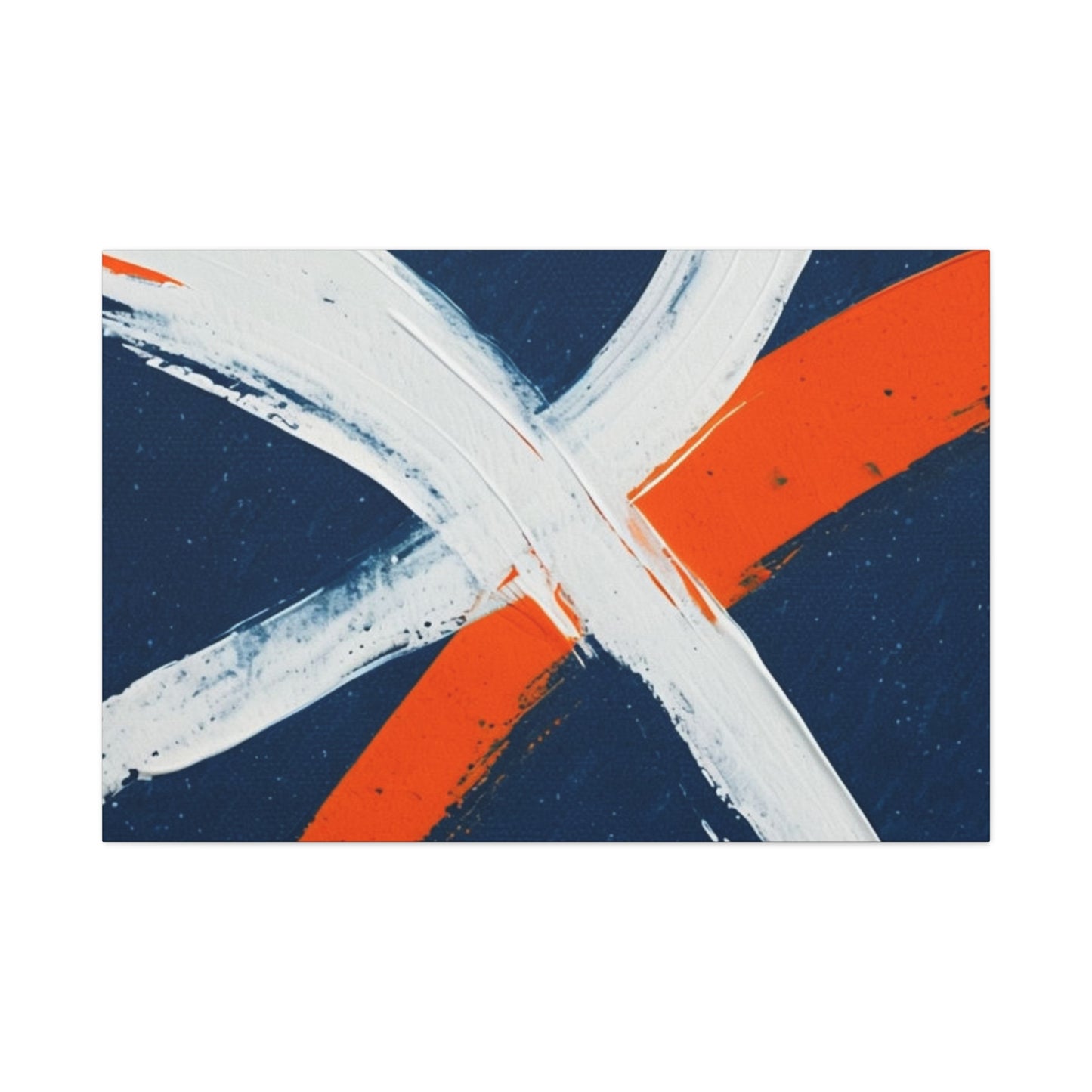 Abstract Navy & Orange Brushstroke Canvas