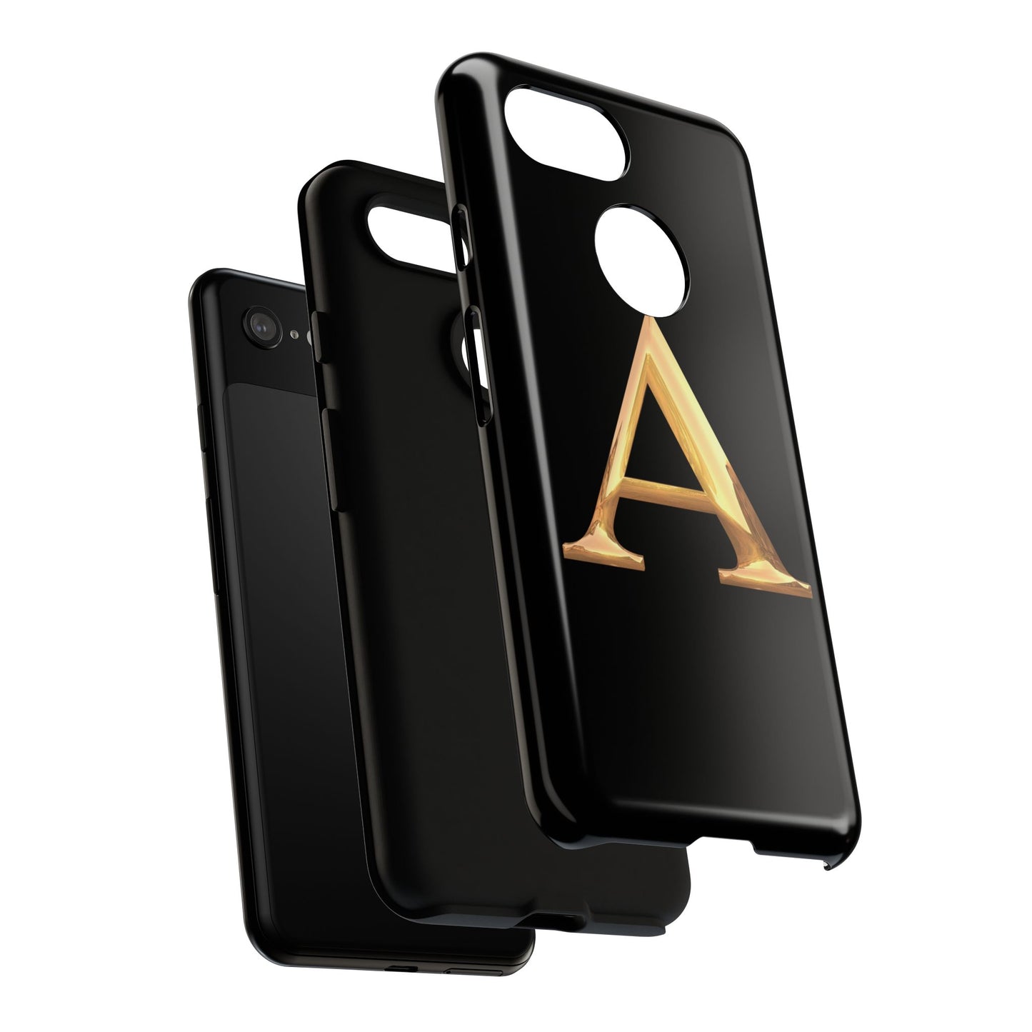 Custom Phone Case with Gold Letter A, Monogrammed Gift, Tough Protective Case, Personalized Phone Accessory, Unique Phone Cover