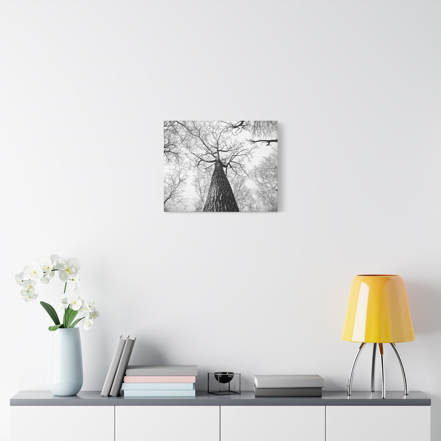 Black & White Tree Canopy Matte Canvas Wall Art — Upward Forest Photography