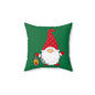 Christmas Gnome Pillow — Green Holiday Throw Pillow with Lantern