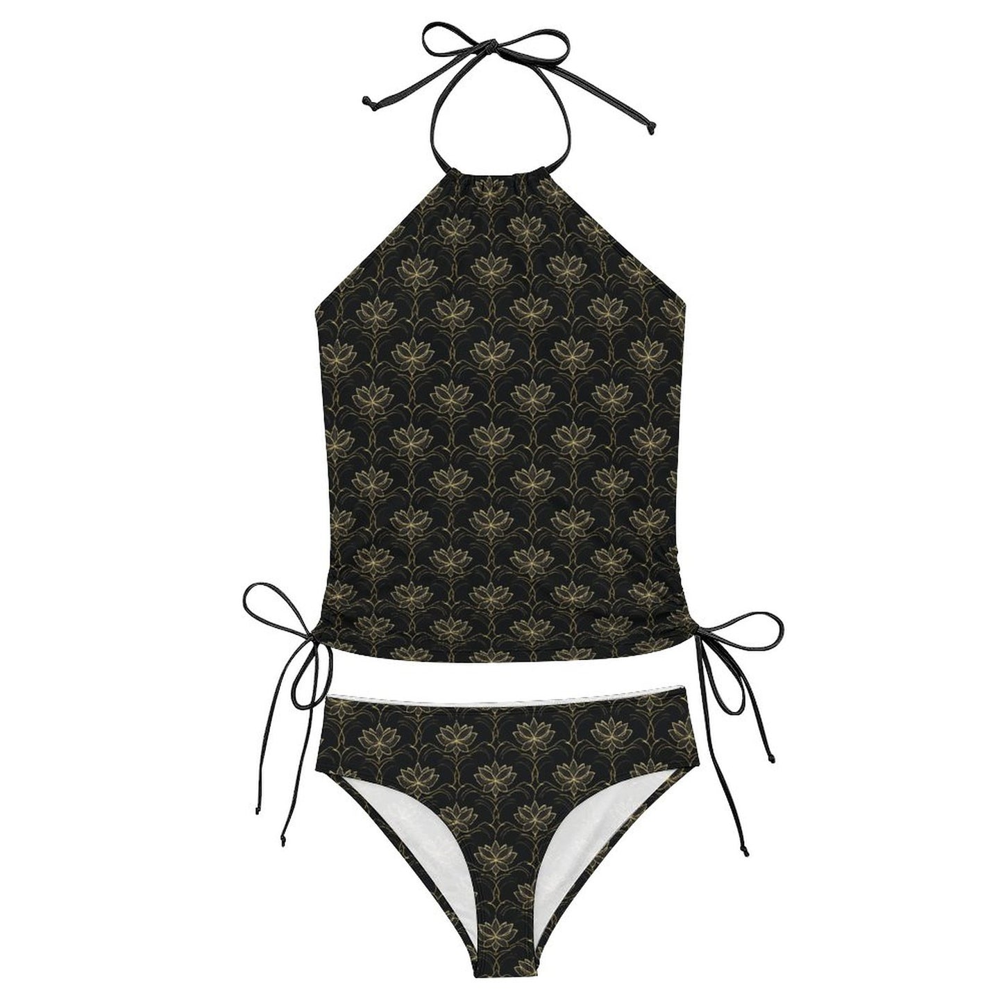 2-Piece Women's Tankini Set with High Neck Halter Top