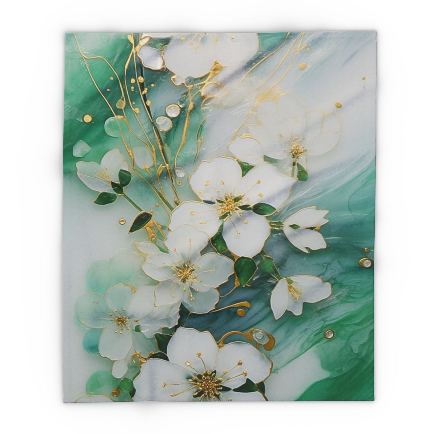 Elegant Floral Arctic Fleece Blanket, Cozy Home Decor, Gift for Her, Wedding Present, Nursery Accent, Luxe Throw