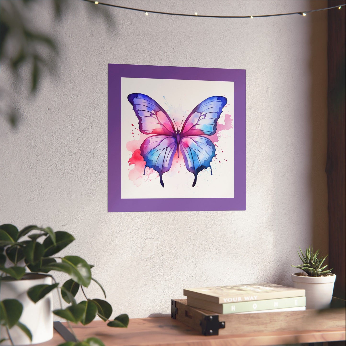Butterfly Watercolor Matte Poster — Purple Vertical Art Print