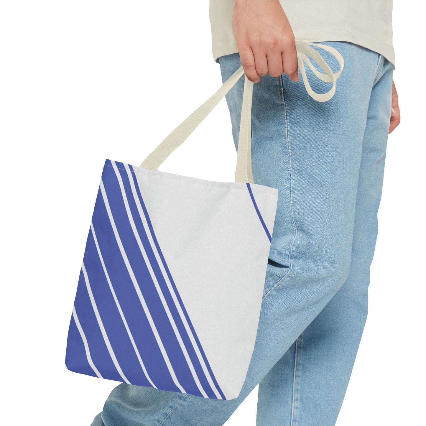 Chic Blue Striped Tote Bag, Stylish Reusable Shopping Bag, Beach Bag, Everyday Carry, Gift for Her