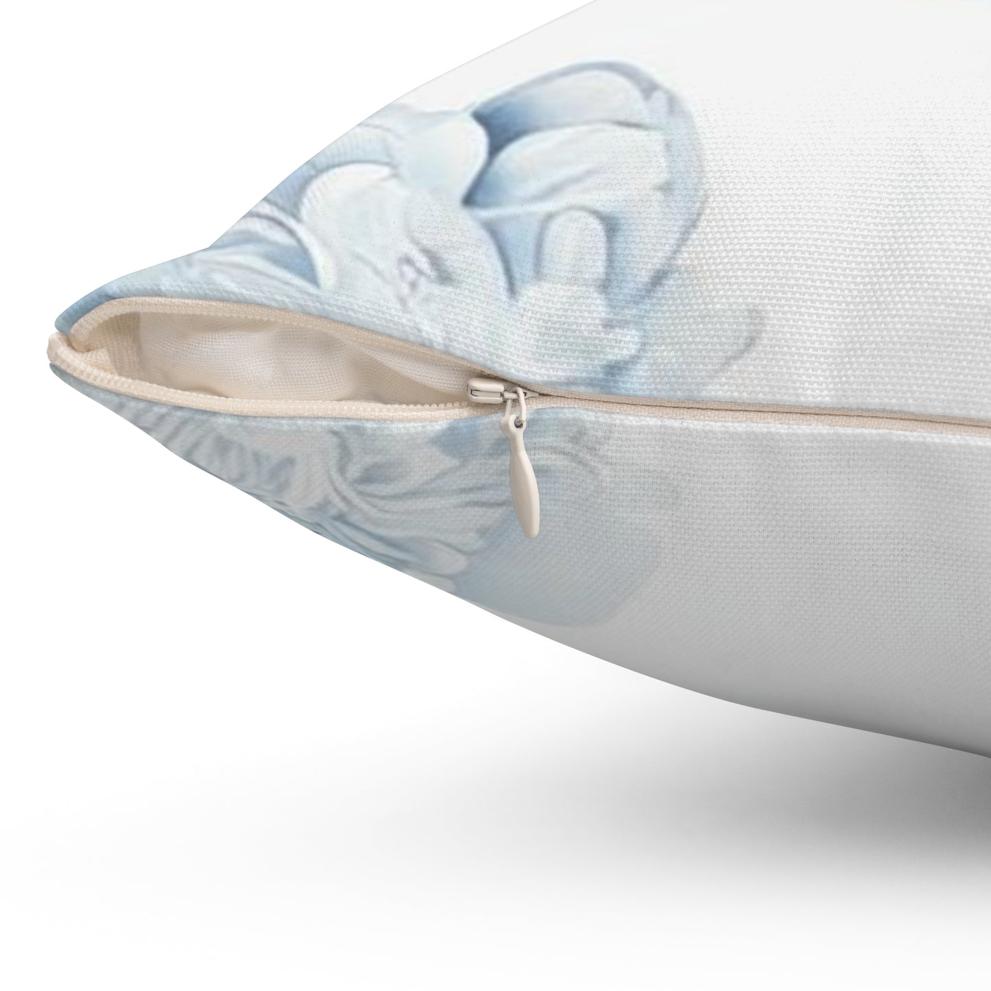 Monogram C Floral Pillow — Blue Initial Square Throw Pillow