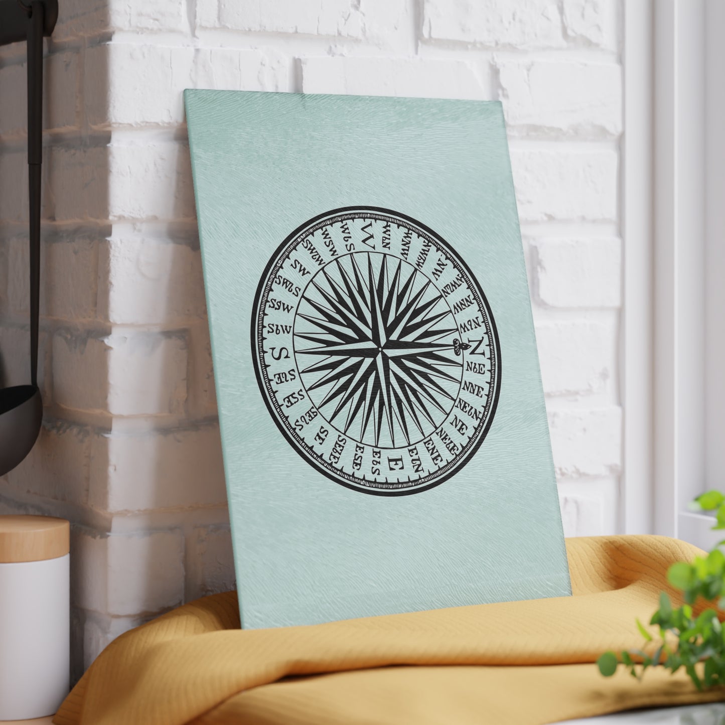 Nautical Compass Glass Cutting Board - Coastal Kitchen Decor, Perfect Gift for Chefs, Housewarming, Maritime Themed Events