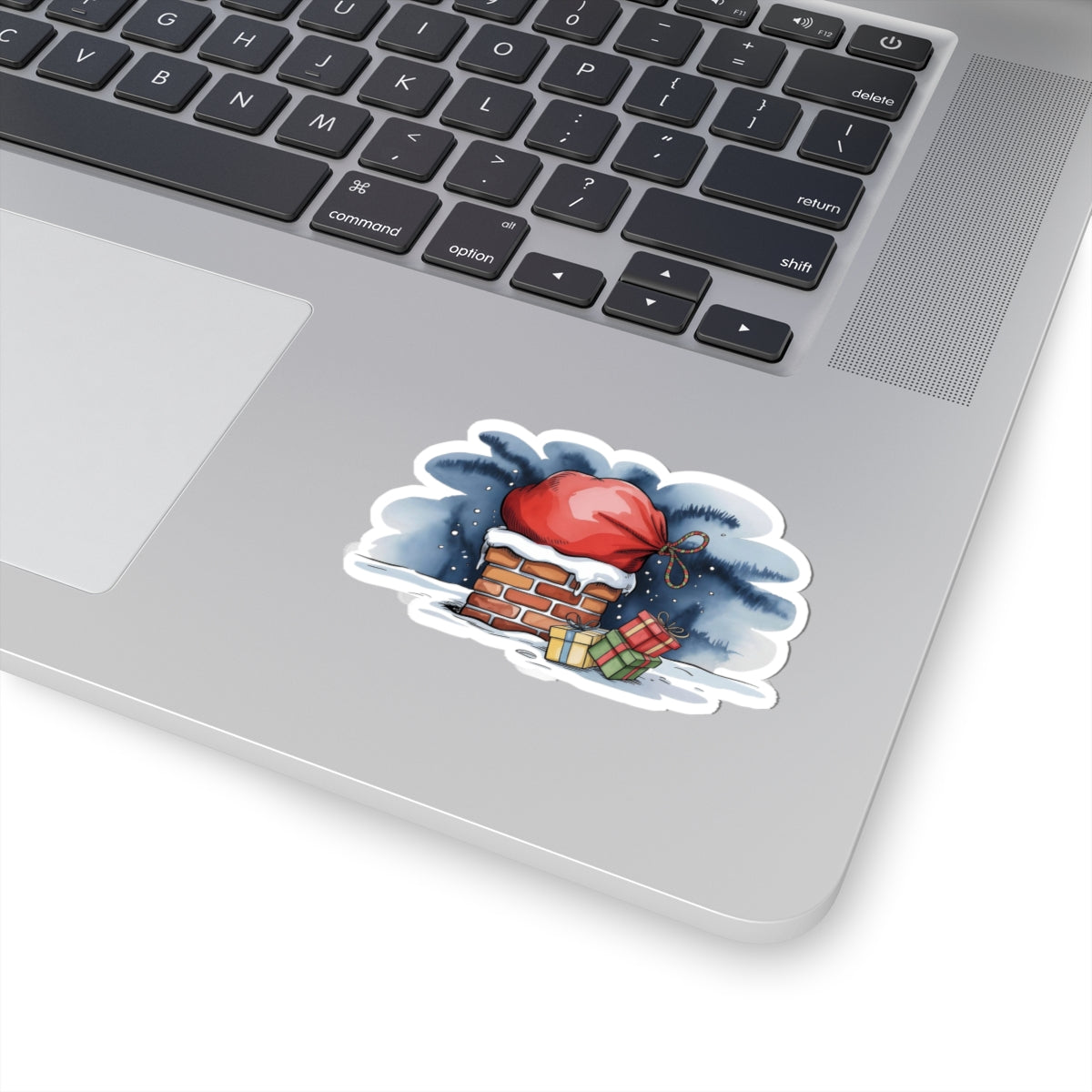Christmas Chimney Sticker — Santa Hat & Presents Kiss-Cut Holiday Sticker