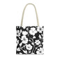 Elegant Floral Tote Bag, Black and White Tote, Eco-Friendly Shopping Bag