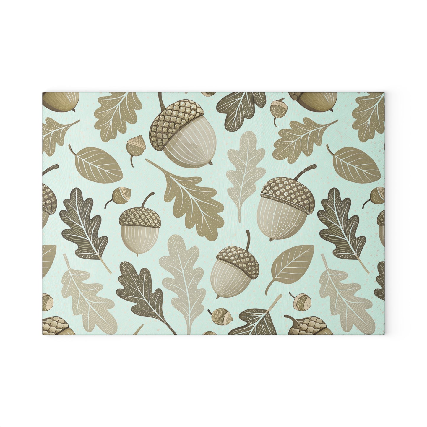 Acorn & Oak Leaves Glass Cutting Board — Autumn Kitchen Decor