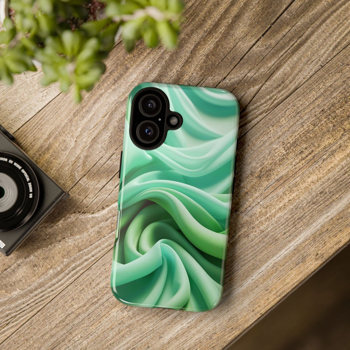 Stylish Phone Case, Tough Case, Green Abstract Design, Cell Phone Cover, Unique Gift, Trendy Accessory