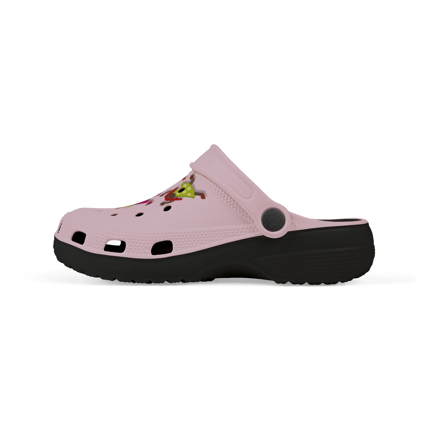 Kids Pink Foam Clogs with Cheerful Dancing Kids Print