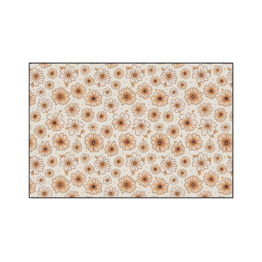 Boho Floral Heavy Duty Floor Mat - Stylish Entrance Rug, Kitchen Mat, Bathroom Mat, Durable Non-Slip, Home Decor