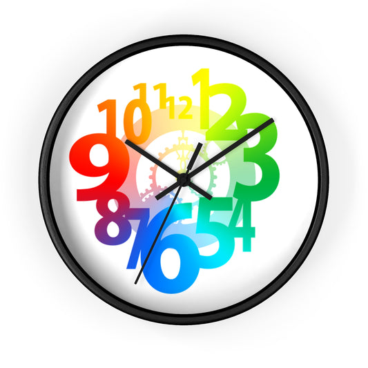 Colorful Abstract Wall Clock, Home Decor, Modern Design, Gift Idea, Rainbow Numbers, Kids Room, Office Decor