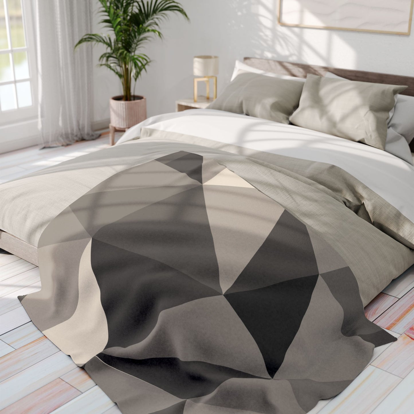 Modern Geometric Arctic Fleece Blanket, Cozy Throw Blanket, Home Decor, Gifts for Her, Minimalist Blanket, Warm Sofa Accessory