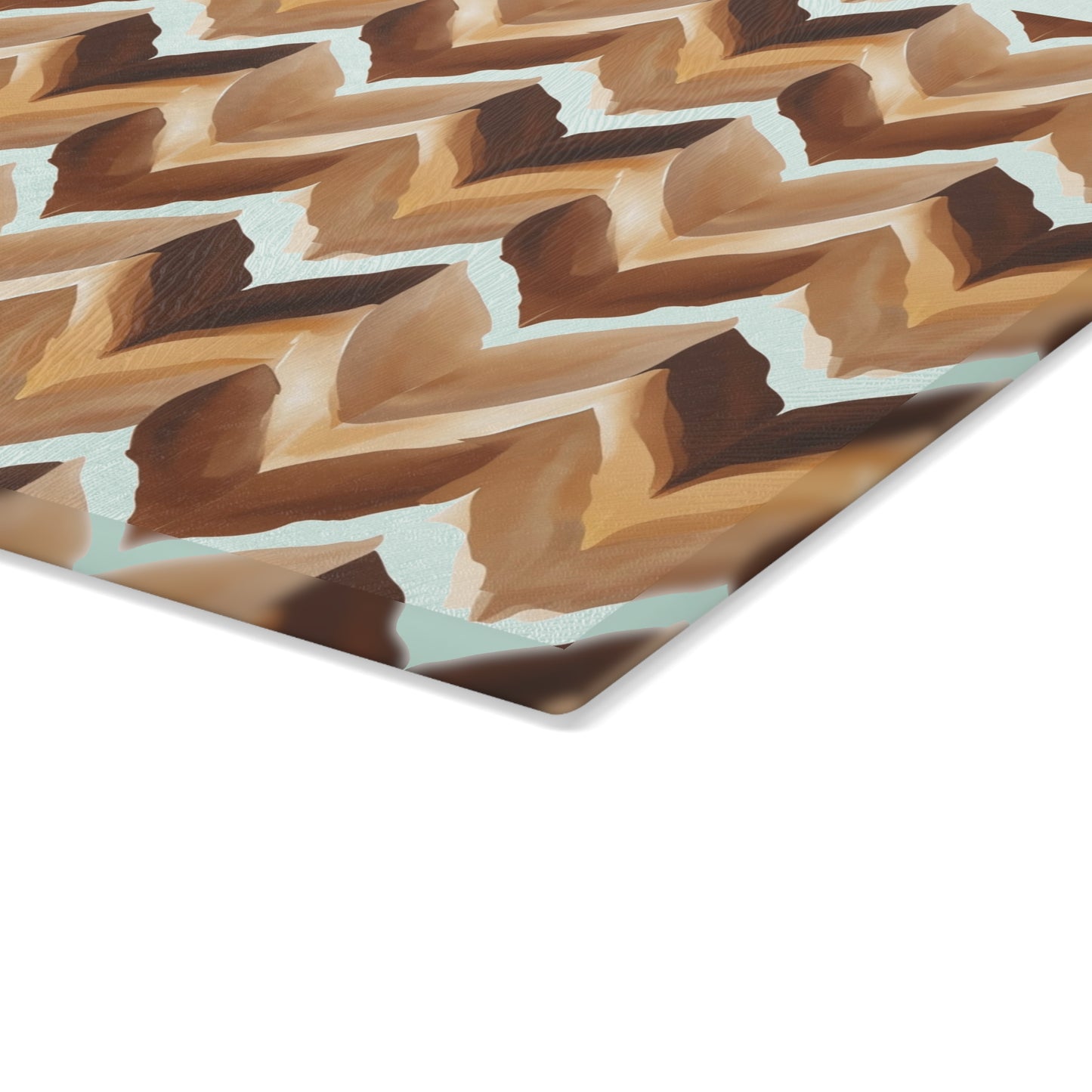 Chevron Brown Glass Cutting Board — Rustic Neutral Kitchen Prep Surface