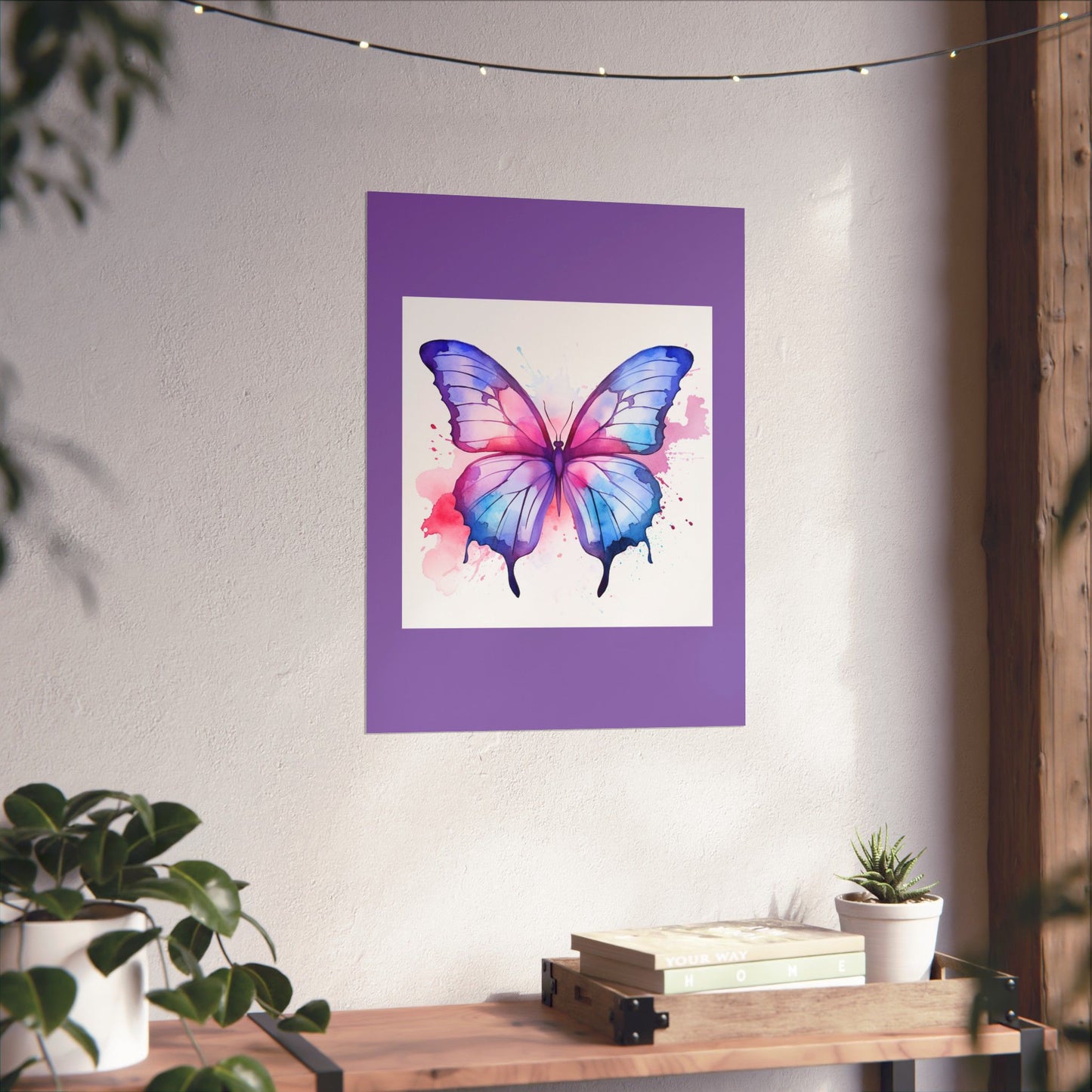 Butterfly Watercolor Matte Poster — Purple Vertical Art Print