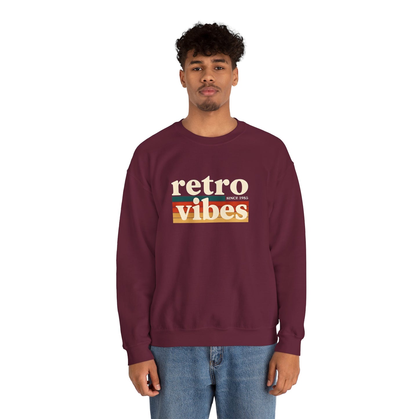 Retro Vibes Crewneck Sweatshirt, Unisex Vintage Style, Cozy Fall Fashion, Gift for Music Lovers, Chill Weekend Wear