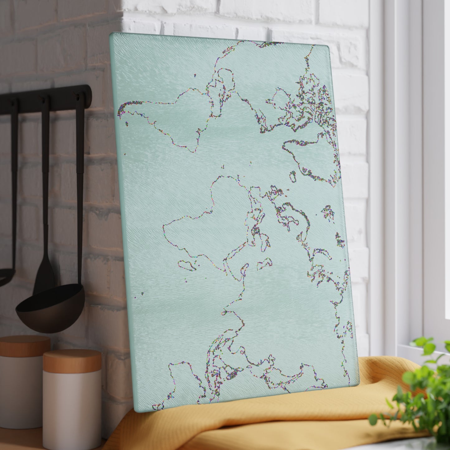World Map Glass Cutting Board, Kitchen Decor, Unique Gift, Culinary Accessory, Home Cooking, Travel Enthusiast Gift