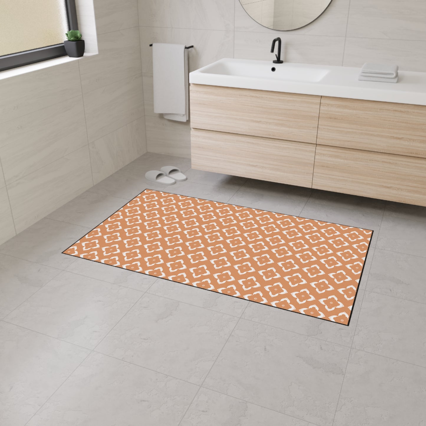 Heavy-Duty Floor Mat — Terracotta Moroccan Tile Pattern, Non-Slip Entry Rug