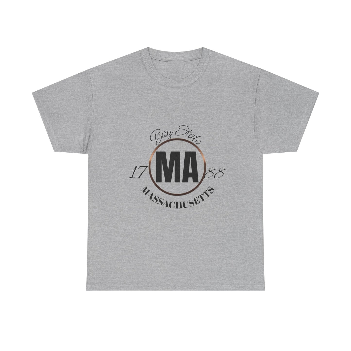 Unisex Heavy Cotton Tee with Massachusetts Design, Casual Wear, Gift for Him/Her, Travel Souvenir, Vintage Style