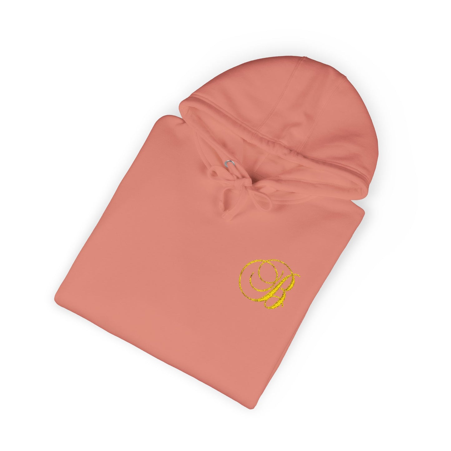 Coral Gold Floral Initial Hoodie — Monogram 'B' Casual Pullover