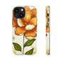 Floral Phone Case with Orange Flower Design, Tough Phone Cover, Floral Gift, Stylish Tech Accessory, Nature Lovers, Spring Vibes