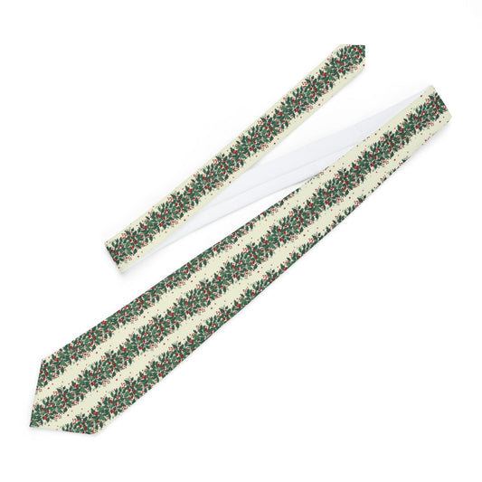 Holly Stripe Necktie – Festive Christmas Pattern Tie