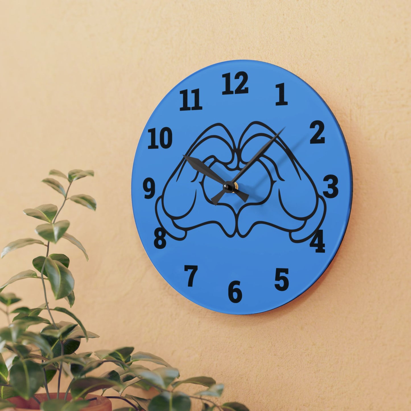 Heart Hands Acrylic Wall Clock - Modern Decor, Unique Gift, Home Office Wall