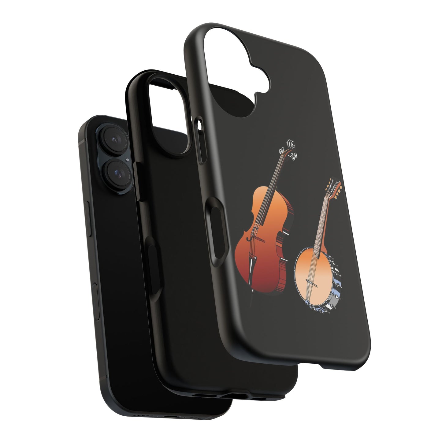 Musical Instrument Phone Case - Violin & Banjo Design, Music Lover Gift, Unique Phone Cover, Holiday Gift, Durable Tough Cases