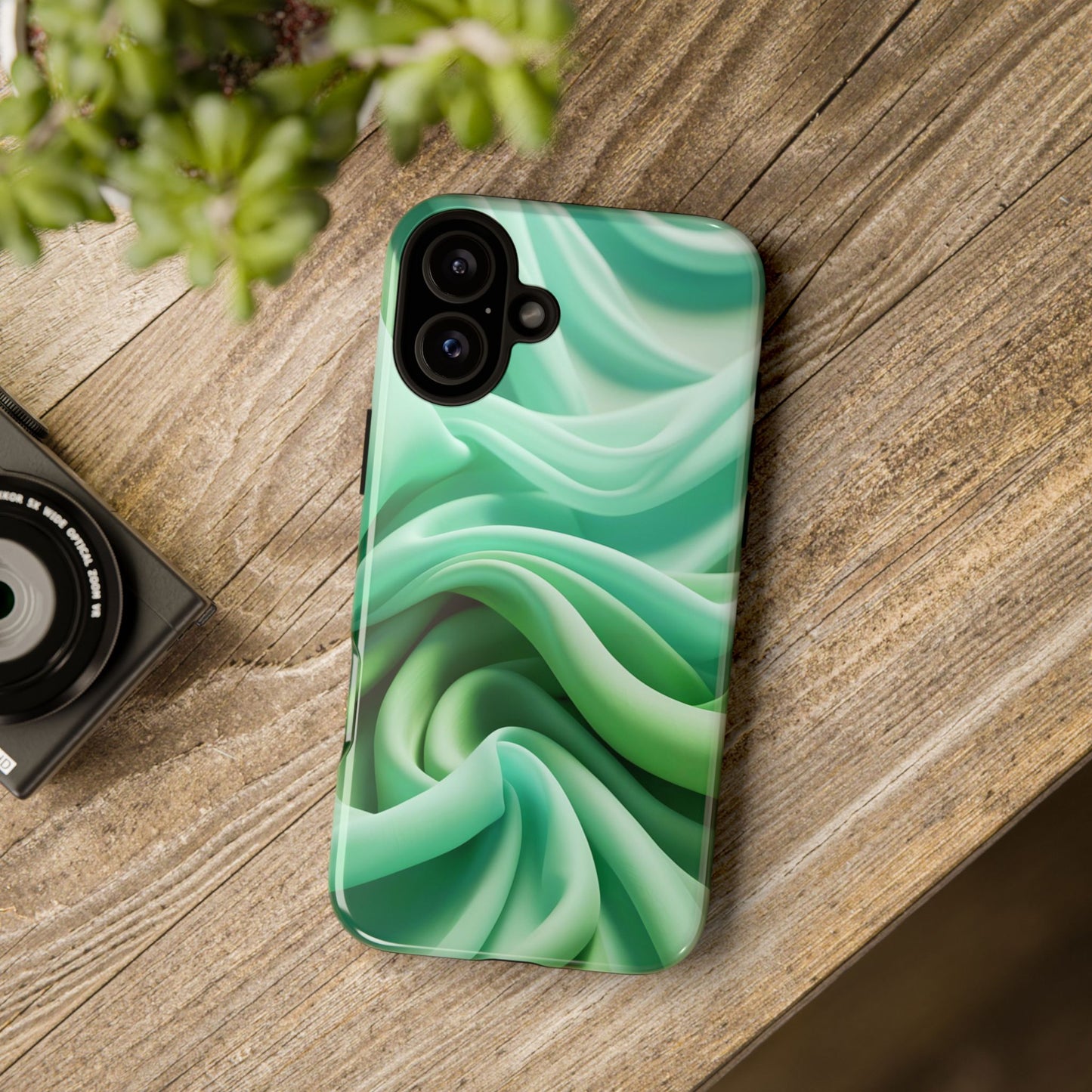 Stylish Phone Case, Tough Case, Green Abstract Design, Cell Phone Cover, Unique Gift, Trendy Accessory