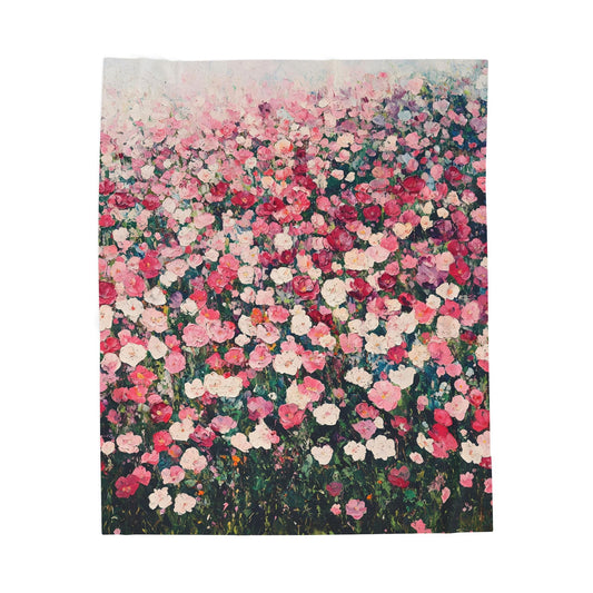Floral Velveteen Plush Blanket, Cozy Home Decor, Gift for Her, Birthday Present, Ideal for Relaxing and Snuggling