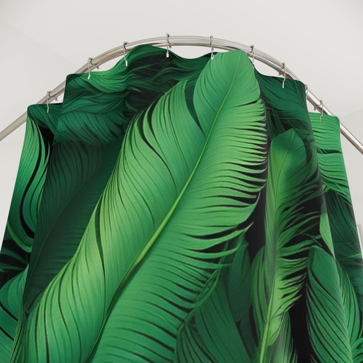Tropical Leaf Shower Curtain - Lush Green Bathroom Decor, Bohemian Style, Leafy Design, Nature Themed, Gift for Home