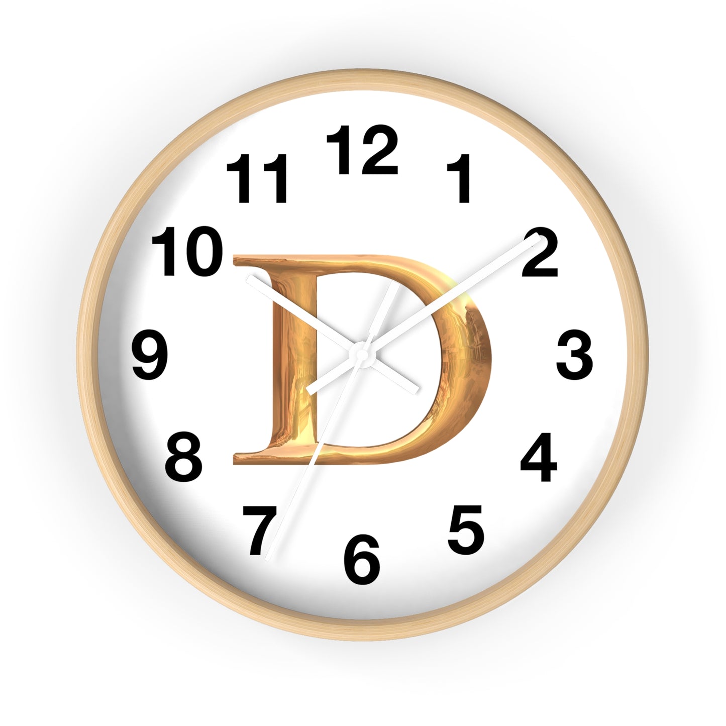 Elegant Initial D Wall Clock, Personalized Home Decor, Modern Timepiece, Gift for Her, Study Room Wall Art, Unique Design