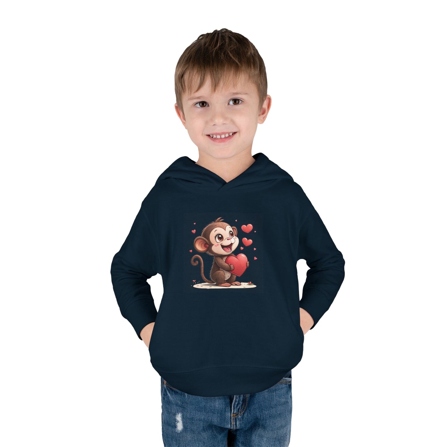 Adorable Toddler Monkey Love Hoodie, Birthday Gift, Kids Pullover, Baby Shower Gift, Cute Fleece Sweatshirt