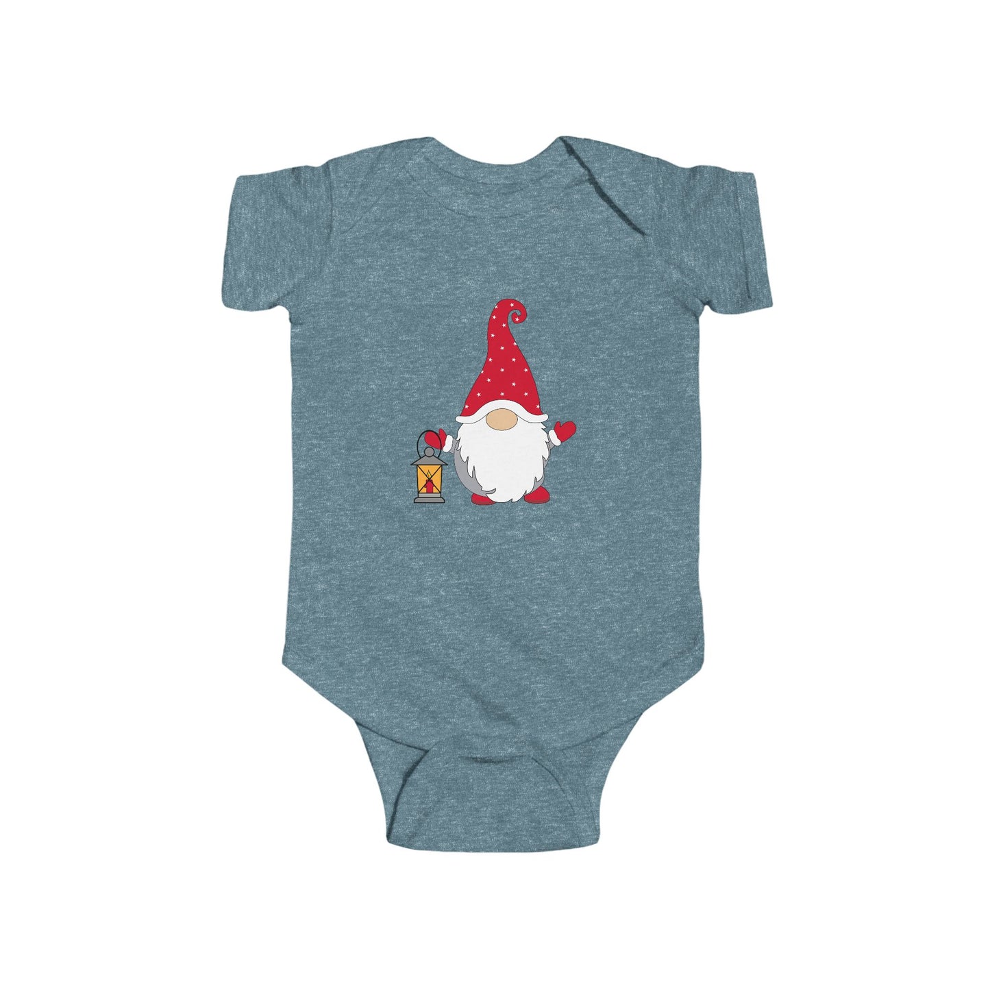 Christmas Gnome Baby Bodysuit - Holiday Infant One-Piece with Lantern & Hearts