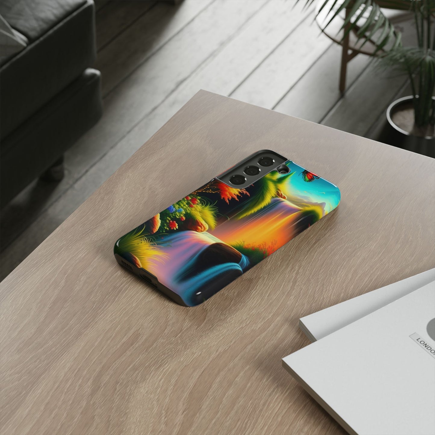 Phone Case - Vibrant Waterfall Landscape with Butterfly | Colorful Nature Protective Case