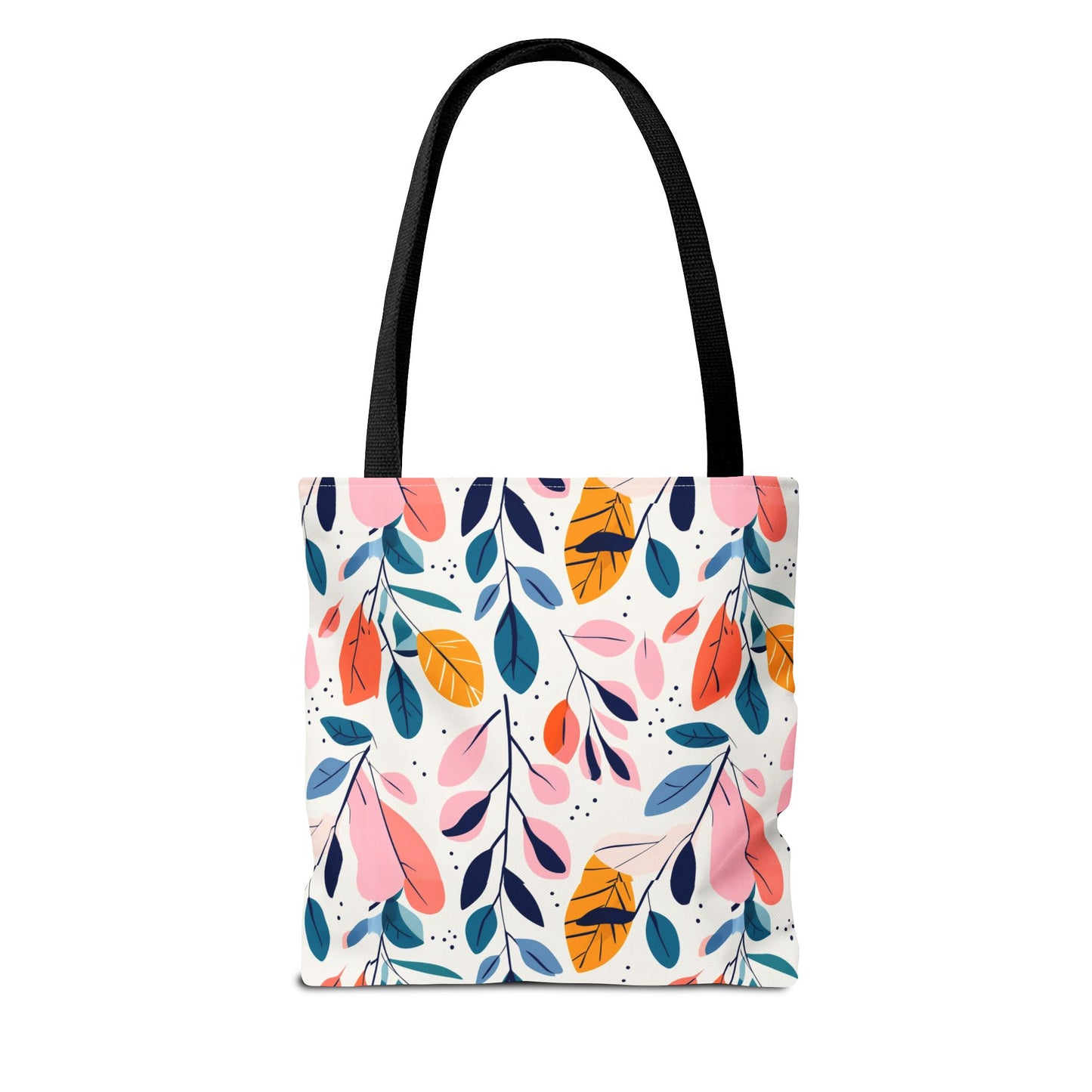 Floral Leaves Tote Bag — Colorful Botanical All-Over Print Bag