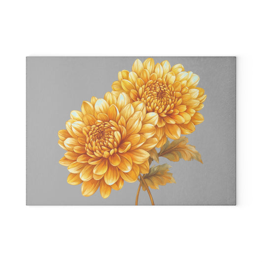 Floral Glass Cutting Board with Hand-Painted Design, Kitchen Decor, Gift for Home Chefs, Mother's Day Gift, Floral Art, Unique Kitchenware